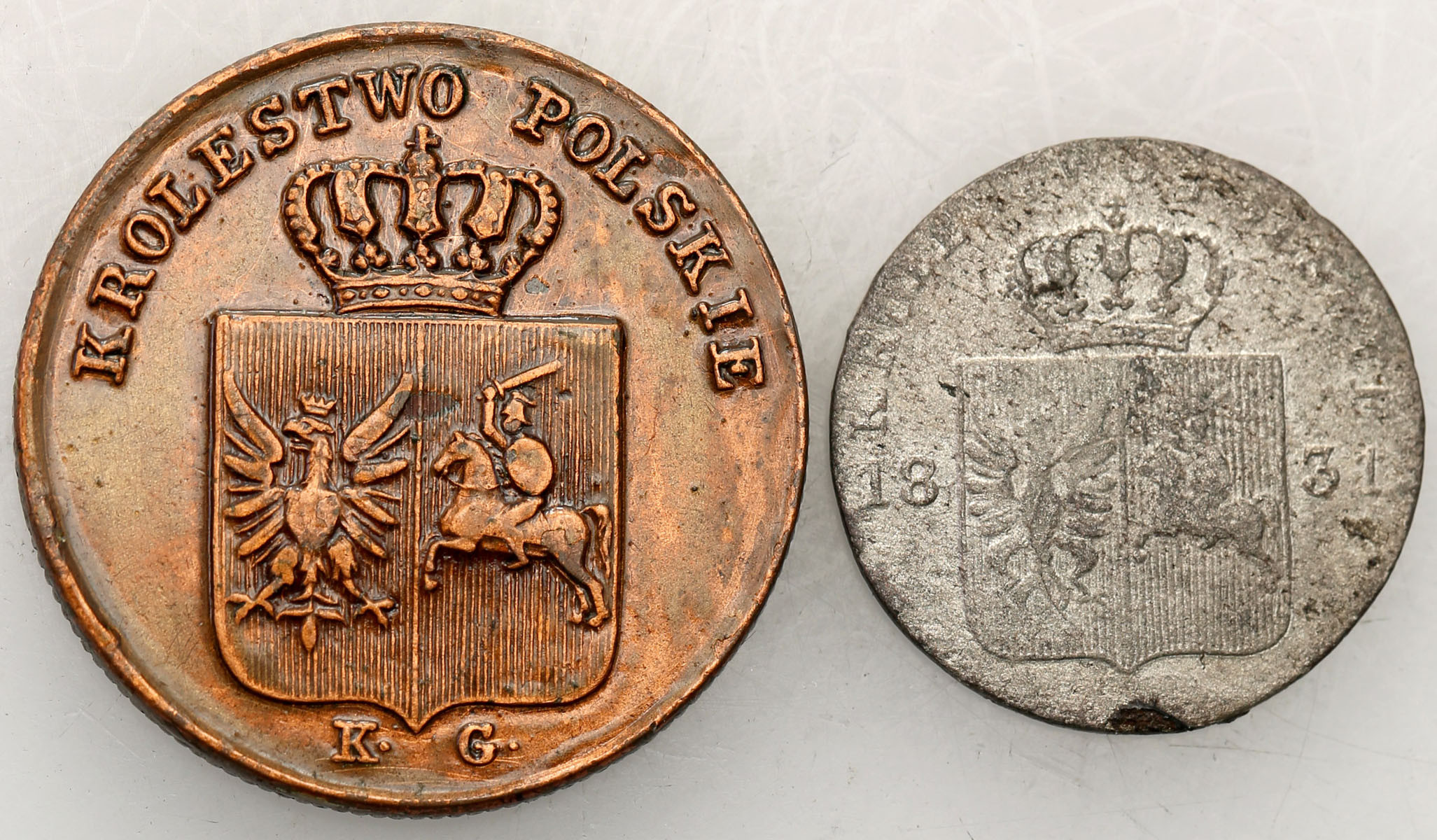 Powstanie Listopadowe. 10 groszy + trojak (3 grosze) 1831 KG, Warszawa, zestaw 2 monet